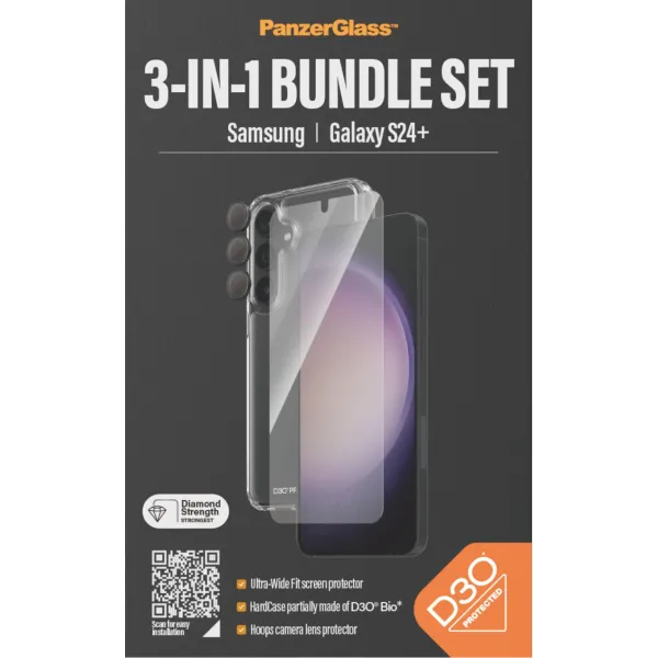 PanzerGlass - Bundle Hoops + Tvrdené sklo UWF + Hard Case D3O pre Samsung Galaxy S24+