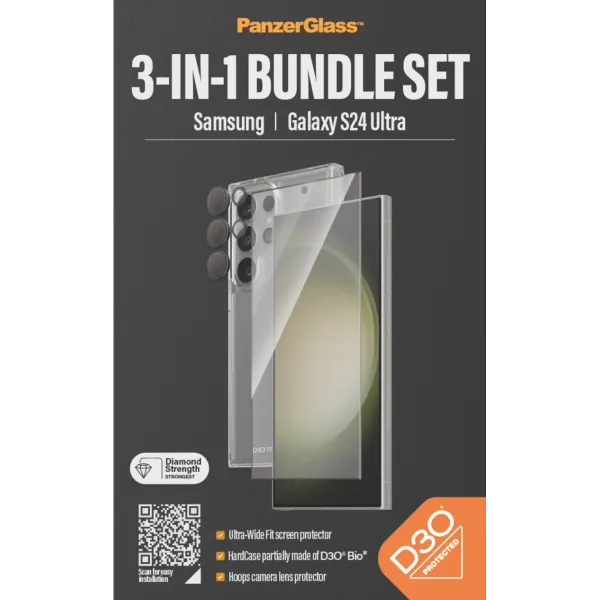 PanzerGlass - Bundle Hoops + Tvrdené sklo UWF + Hard Case D3O pre Samsung Galaxy S24 Ultra