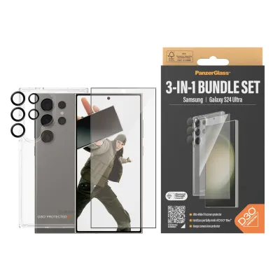 PanzerGlass - Bundle Hoops + Tvrdené sklo UWF + Hard Case D3O pre Samsung Galaxy S24 Ultra