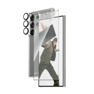 PanzerGlass - Bundle Hoops + Tvrdené sklo UWF + Hard Case D3O pre Samsung Galaxy S24 Ultra