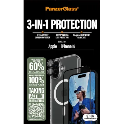 PanzerGlass - Bundle Hoops + Tvrdené sklo UWF + Hard Case pre iPhone 16