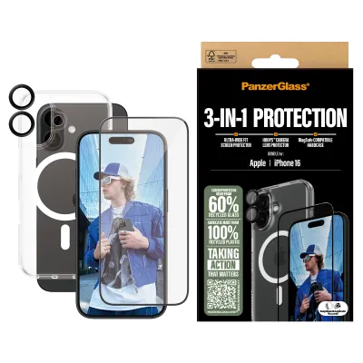 PanzerGlass - Bundle Hoops + Tvrdené sklo UWF + Hard Case pre iPhone 16