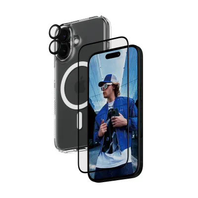PanzerGlass - Bundle Hoops + Tvrdené sklo UWF + Hard Case pre iPhone 16