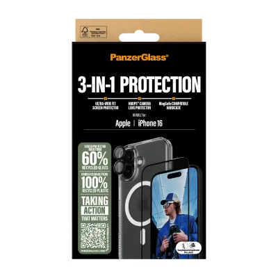 PanzerGlass - Bundle Hoops + Tvrdené sklo UWF + Hard Case pre iPhone 16