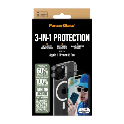 PanzerGlass - Bundle Hoops + Tvrdené sklo UWF + Hard Case pre iPhone 16 Pro
