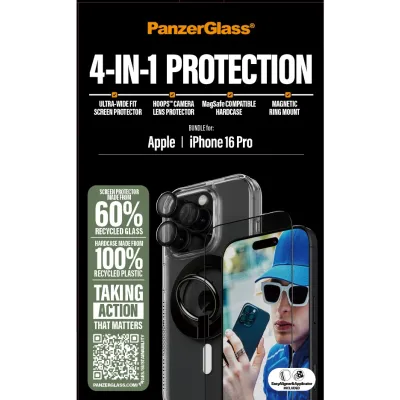 PanzerGlass - Bundle Hoops + Tvrdené sklo UWF + Hard Case + Magnetic Ring Mount pre iPhone 16 Pro