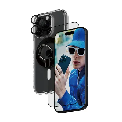 PanzerGlass - Bundle Hoops + Tvrdené sklo UWF + Hard Case + Magnetic Ring Mount pre iPhone 16 Pro