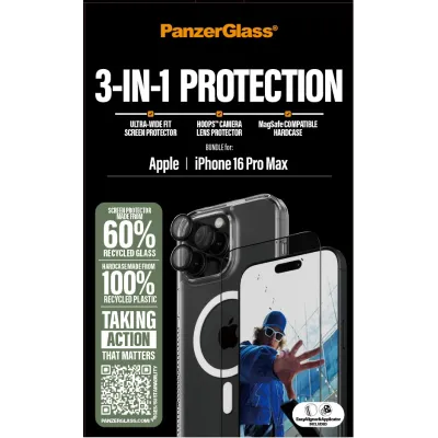 PanzerGlass - Bundle Hoops + Tvrdené sklo UWF + Hard Case pre iPhone 16 Pro Max