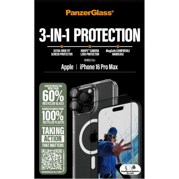 PanzerGlass - Bundle Hoops + Tvrdené sklo UWF + Hard Case pre iPhone 16 Pro Max