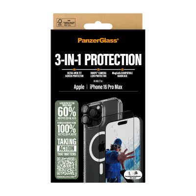 PanzerGlass - Bundle Hoops + Tvrdené sklo UWF + Hard Case pre iPhone 16 Pro Max