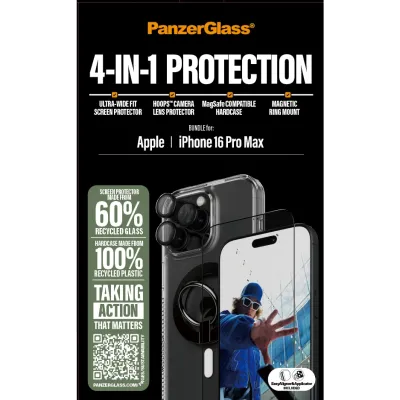 PanzerGlass - Bundle Hoops + Tvrdené sklo UWF + Hard Case + Magnetic Ring Mount pre iPhone 16 Pro Max