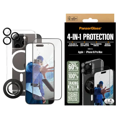 PanzerGlass - Bundle Hoops + Tvrdené sklo UWF + Hard Case + Magnetic Ring Mount pre iPhone 16 Pro Max