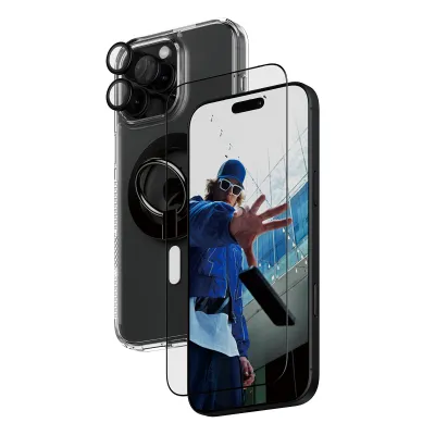 PanzerGlass - Bundle Hoops + Tvrdené sklo UWF + Hard Case + Magnetic Ring Mount pre iPhone 16 Pro Max