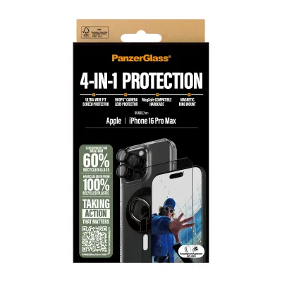 PanzerGlass - Bundle Hoops + Tvrdené sklo UWF + Hard Case + Magnetic Ring Mount pre iPhone 16 Pro Max