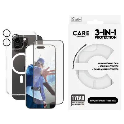 CARE - Bundle Hoops + Tvrdené sklo UWF + Puzdro Urban Combat pre iPhone 16 Pro Max