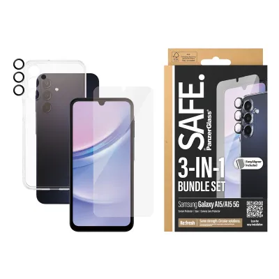 SAFE - Bundle Ochranný kryt objektívu + Tvrdené sklo UWF + Puzdro TPU pre Samsung Galaxy A15 5G