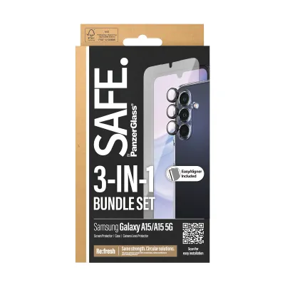 SAFE - Bundle Ochranný kryt objektívu + Tvrdené sklo UWF + Puzdro TPU pre Samsung Galaxy A15 5G