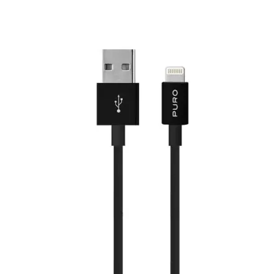 PURO - Kábel USB-A/MFI Lightning, 12 W, Plain, 1 m, čierna