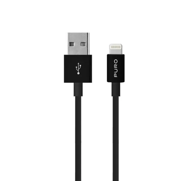 PURO - Kábel USB-A/MFI Lightning, 12 W, Plain, 1 m, čierna