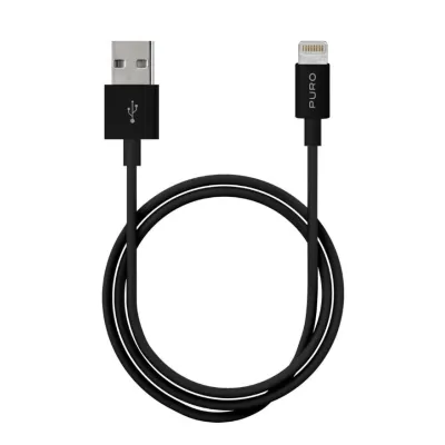PURO - Kábel USB-A/MFI Lightning, 12 W, Plain, 1 m, čierna