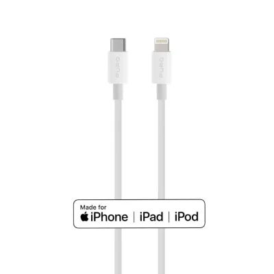 PURO - Kábel USB-C/MFI Lightning, 20 W, Plain, 1 m, biela