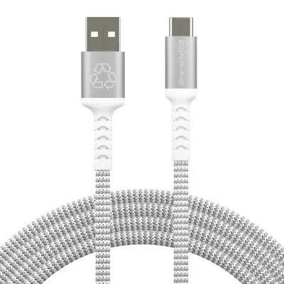 dbramante1928 - Kábel USB-C/USB-A, 18 W, re-charge, opletený, 2,5 m, biela
