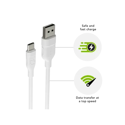 dbramante1928 - Kábel USB-C/USB-A, 18 W, re-charge, 2,5 m, biela