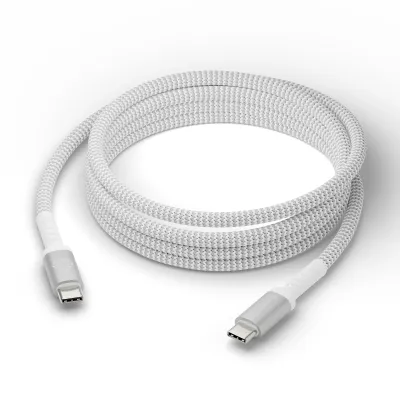 dbramante1928 - Kábel USB-C/USB-C, 100 W, re-charge, opletený, 2,5 m, biela