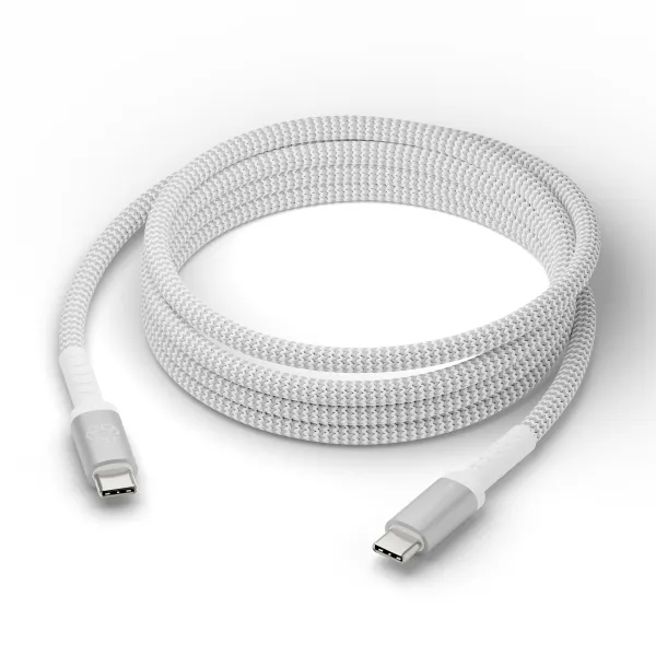 dbramante1928 - Kábel USB-C/USB-C, 100 W, re-charge, opletený, 2,5 m, biela