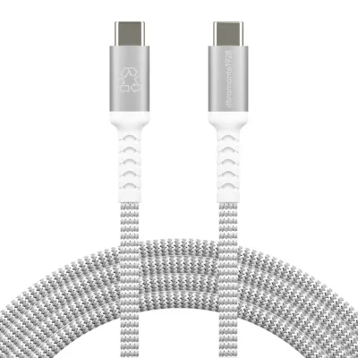 dbramante1928 - Kábel USB-C/USB-C, 100 W, re-charge, opletený, 2,5 m, biela