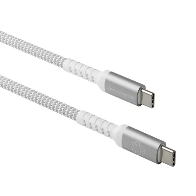 dbramante1928 - Kábel USB-C/USB-C, 100 W, re-charge, opletený, 2,5 m, biela