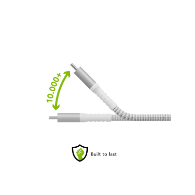dbramante1928 - Kábel USB-C/USB-C, 100 W, re-charge, opletený, 2,5 m, biela