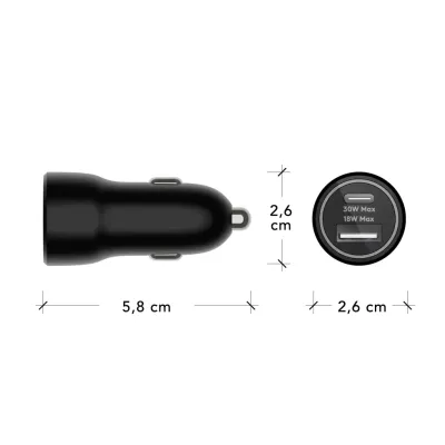 dbramante1928 - Autoadaptér re-charge USB-A/USB-C, 30 W, čierna