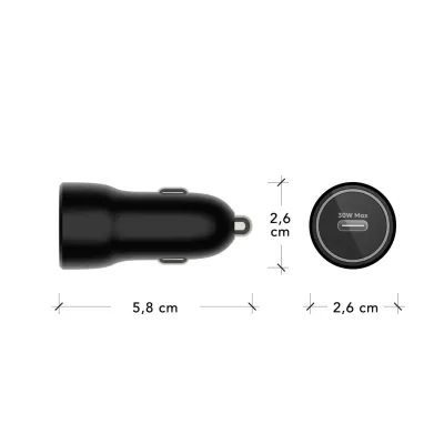 dbramante1928 - Autoadaptér re-charge USB-C, 30 W, čierna