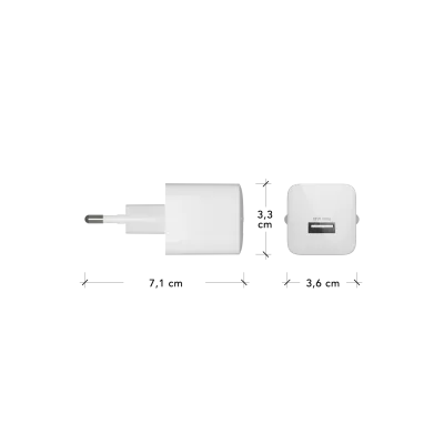 dbramante1928 - Cestovný adaptér re-charge GaN USB-A, 18 W, biela