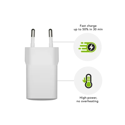 dbramante1928 - Cestovný adaptér re-charge GaN USB-A, 18 W, biela