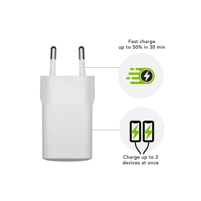 dbramante1928 - Cestovný adaptér re-charge GaN USB-A/USB-C, 30 W, biela