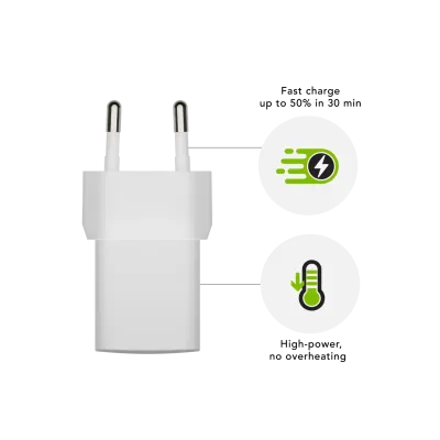 dbramante1928 - Cestovný adaptér re-charge GaN USB-C, 20 W, biela