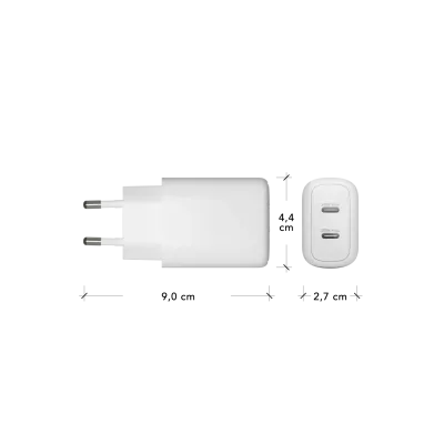 dbramante1928 - Cestovný adaptér re-charge GaN 2x USB-C, 2x 20 W, biela