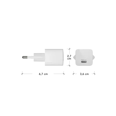 dbramante1928 - Cestovný adaptér re-charge GaN USB-C, 25 W, biela