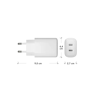 dbramante1928 - Cestovný adaptér re-charge GaN 2x USB-C, 25 W, biela
