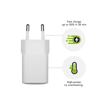 dbramante1928 - Cestovný adaptér re-charge GaN USB-C, 30 W, biela