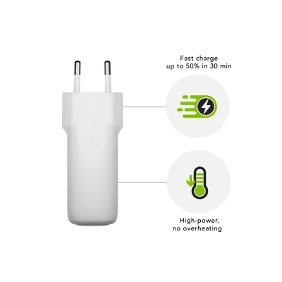 dbramante1928 - Cestovný adaptér re-charge GaN USB-C, 65 W, biela
