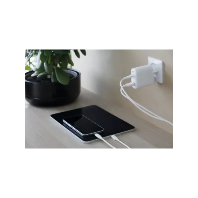 dbramante1928 - Cestovný adaptér re-charge GaN USB-A/USB-C, 65 W, biela