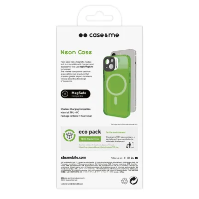 case&me - Puzdro Neon s MagSafe pre iPhone 14, zelená