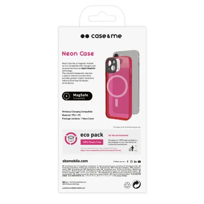 case&me - Puzdro Neon s MagSafe pre iPhone 14, ružová