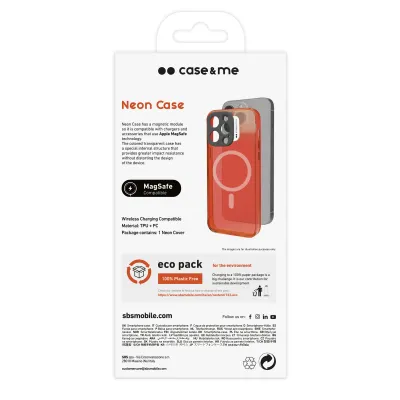 case&me - Puzdro Neon s MagSafe pre iPhone 14 Pro, oranžová