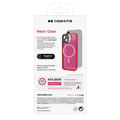 case&me - Puzdro Neon s MagSafe pre iPhone 14 Plus, ružová