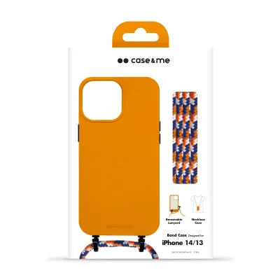 case&me - Puzdro Bond s náhrdelníkom pre iPhone 14/13, oranžová