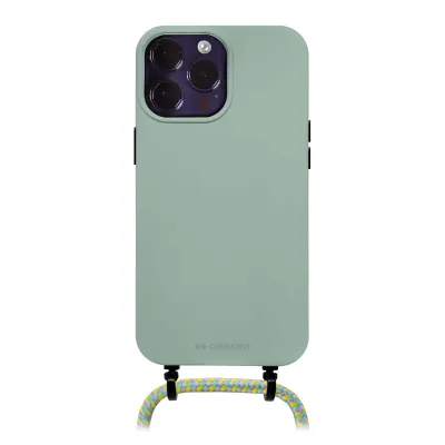 case&me - Puzdro Bond s náhrdelníkom pre iPhone 14 Pro, sage